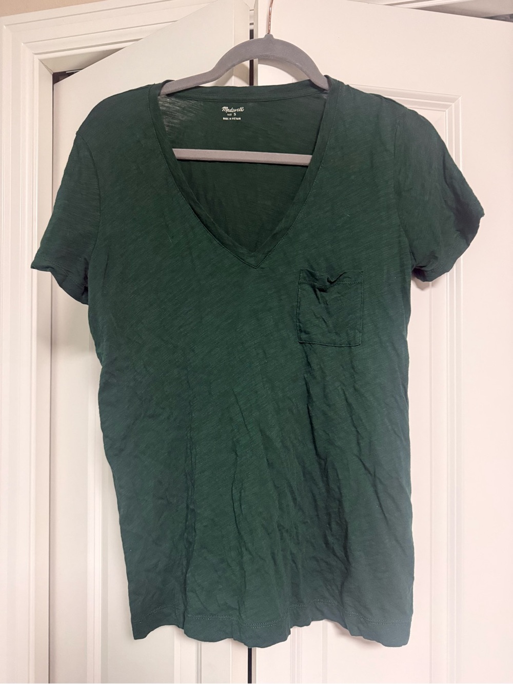 Madewell Dark Green V-Neck Pocket Tee